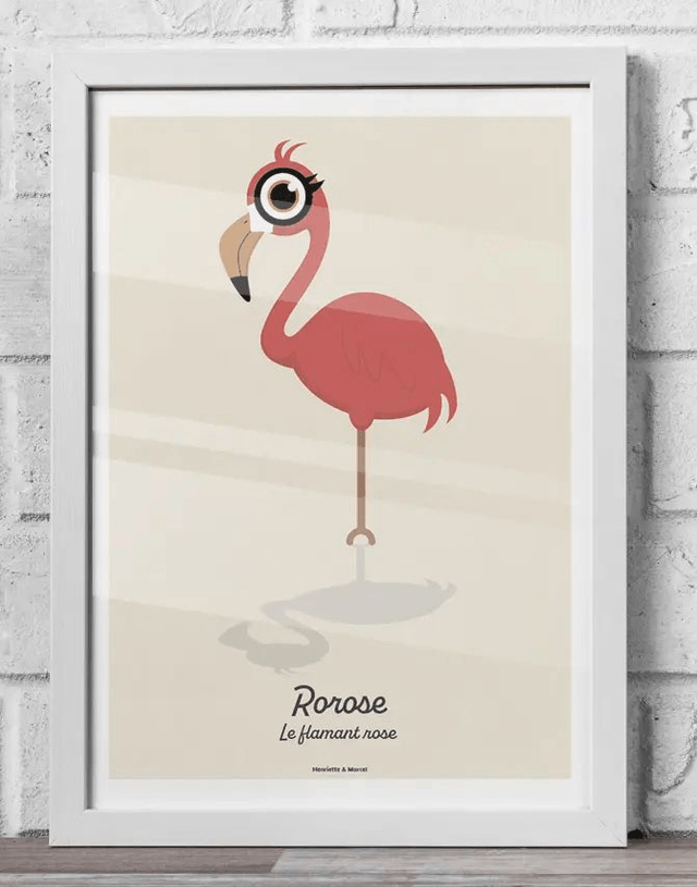 19 - Carte postale enfant flamant rose