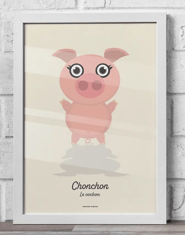 01 - Carte postale enfant cochon