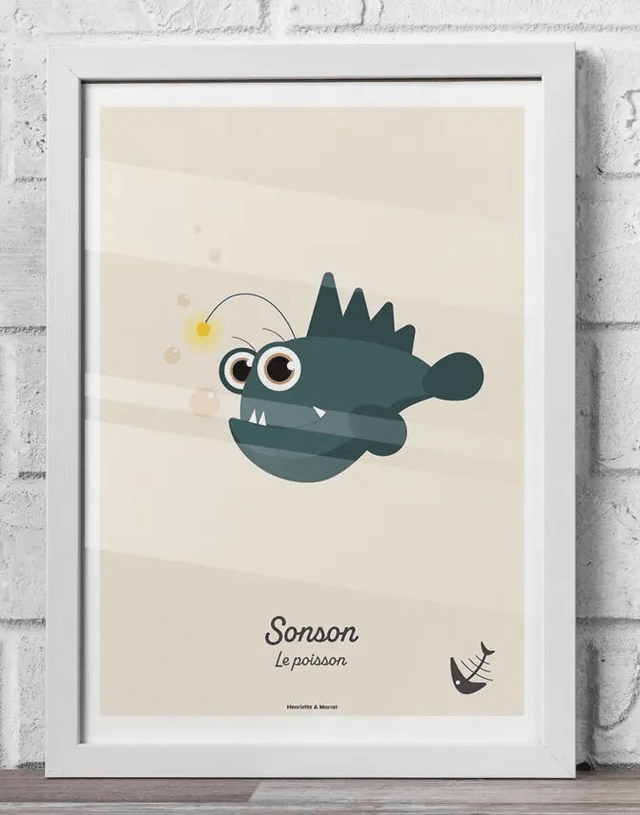 24 - Carte postale enfant poisson