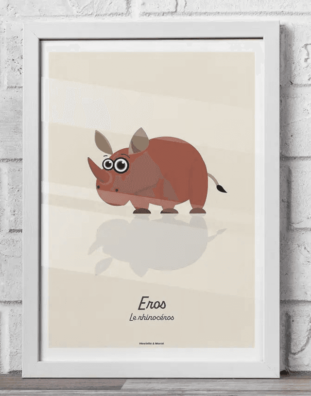 06 - Carte postale enfant rhinocéros