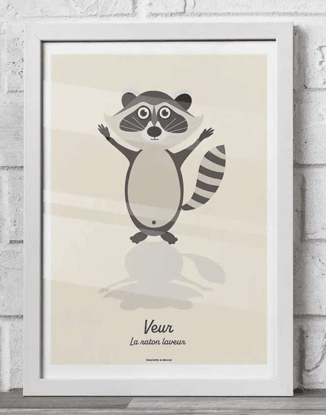 34 - Affiche enfant raton laveur
