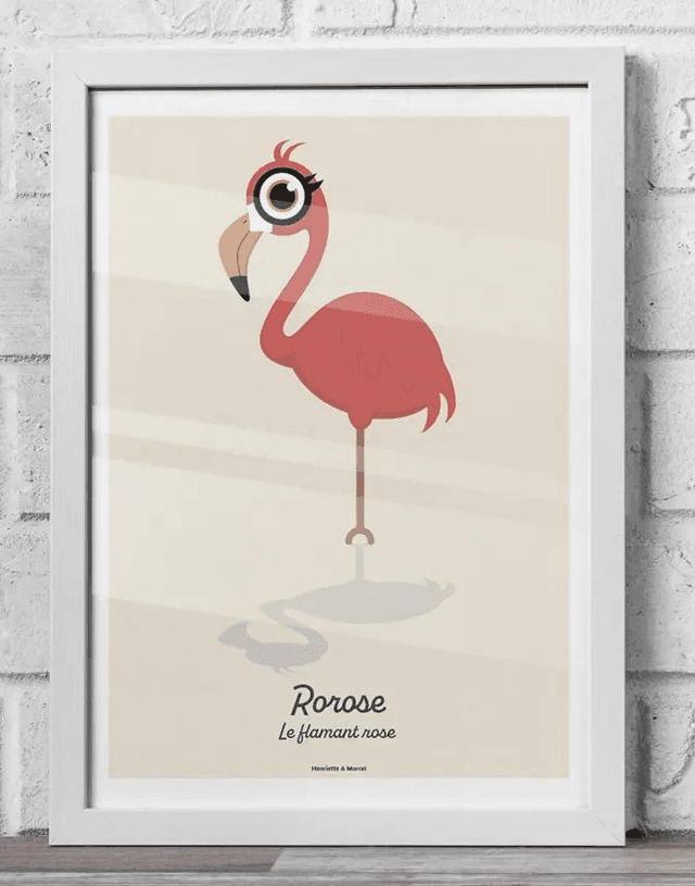 19 - Affiche enfant flamant rose