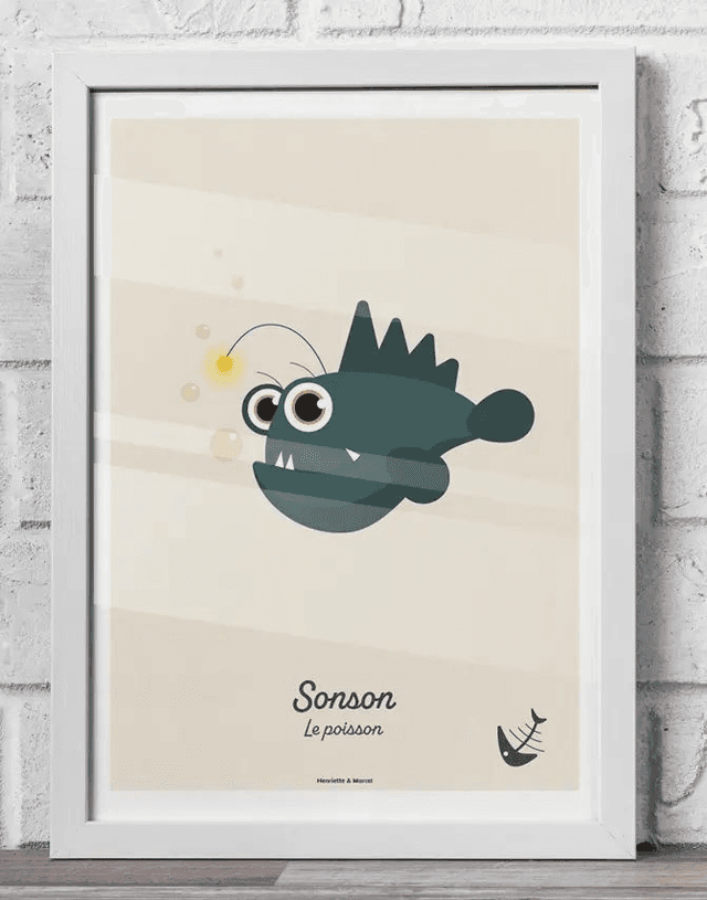 24 - Carte postale enfant poisson