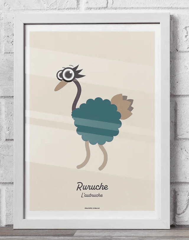 21 - Affiche enfant autruche
